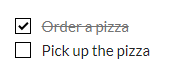 Completed task "Order a pizza" and open task "Pick up the pizza"