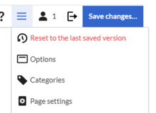 options menu of the editor toolbar with option to reset to the last saved version