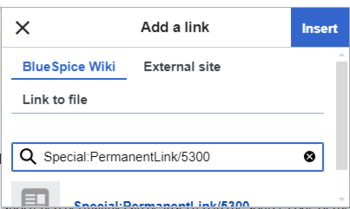 Link menu with inserted link to the special page permanent link