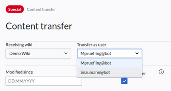 Multiple transfer users