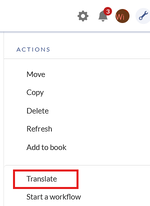 Page tools with highlighted "Translate" link
