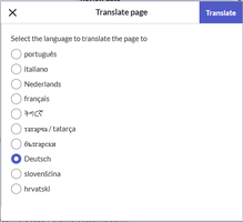 Language selection dialogue