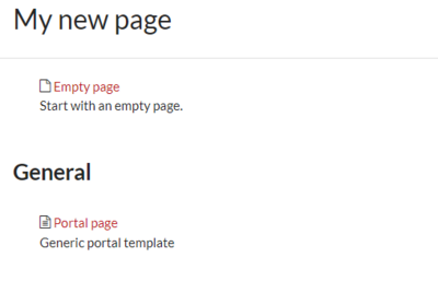 Selecting the portal page template