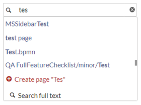 Screenshot of the standard search field with search results